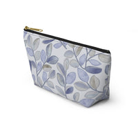 Cherry Plum Leaves Accessory Pouch w T-bottom in Blue